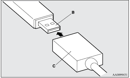 Mitsubishi Lancer. Entrada USB (si así está equipado)