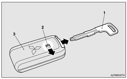 Mitsubishi Lancer. Transmisor de seguridad avanzado de manos libres (llave F.A.S.T.)