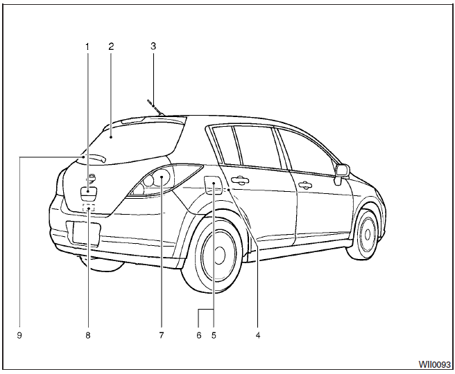 Nissan Tiida. Parte trasera exterior 