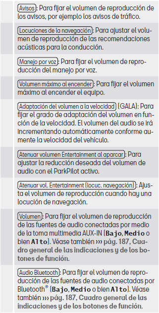 Seat Leon. Cuadro general de las indicaciones y de los botones de función
