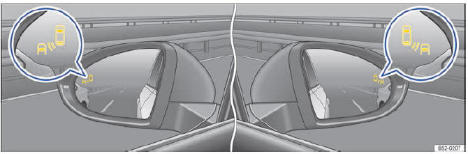 VW Scirocco. Detector de ángulo muerto con asistente de salida del aparcamiento (Exit Assist) 